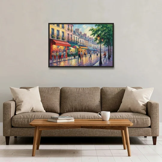 Rue Saint Paul Vibes - Black Framed Canvas Wall Art - Sofa - 36x24