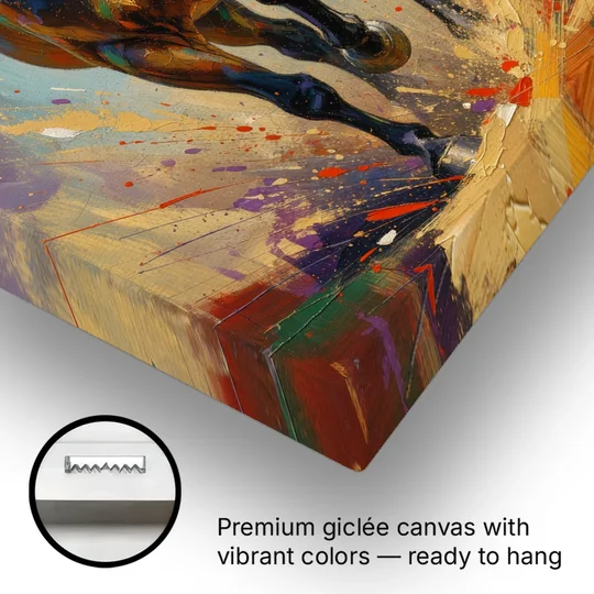 Running Horse Painting Under a Night Sky - Canvas Wall Art - Gallery Wrap Corner