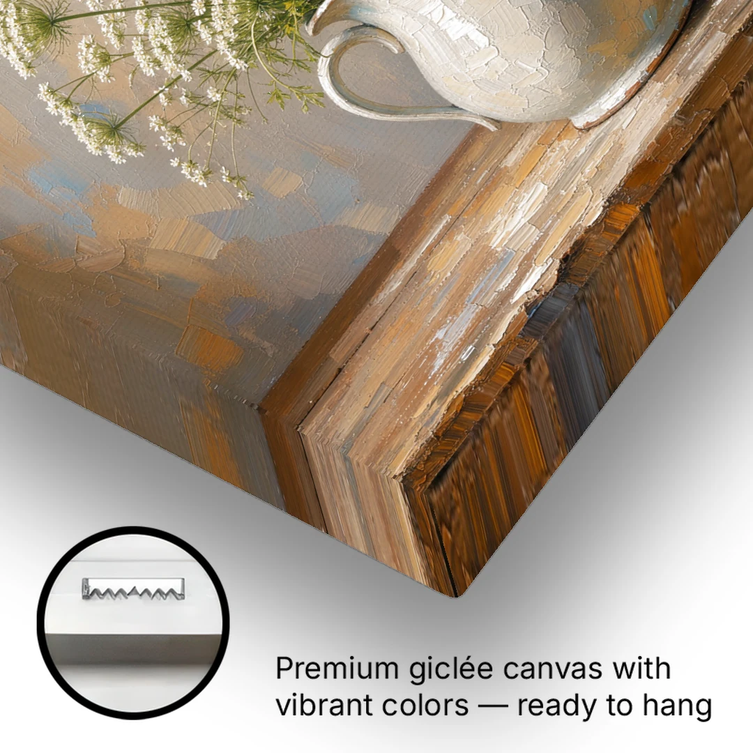 Rustic Kitchen Wall Art with Queen Anne's Lace - Canvas Wall Art - Gallery Wrap Corner