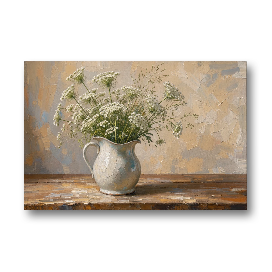 Rustic Kitchen Wall Art with Queen Anne's Lace - Canvas Wall Art - Front