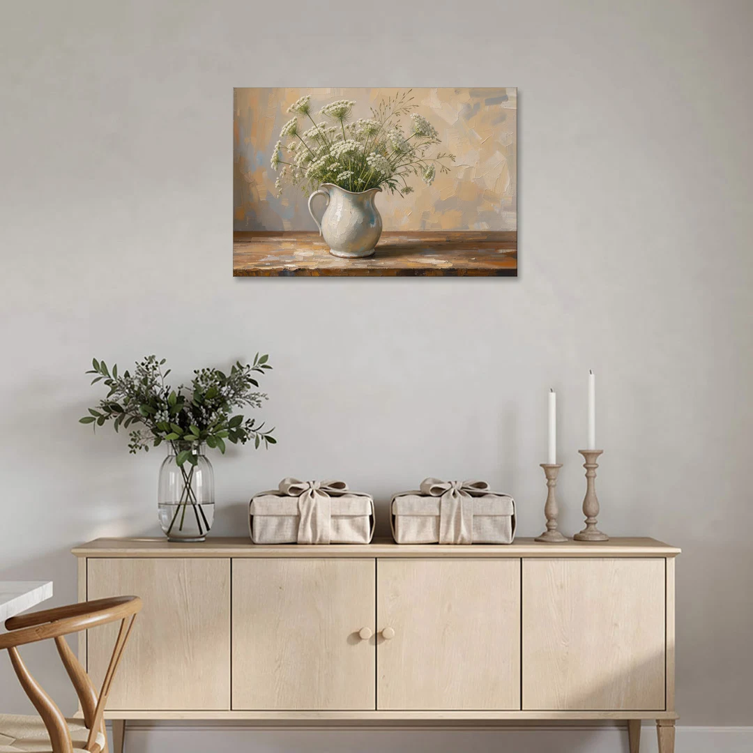 Rustic Kitchen Wall Art with Queen Anne's Lace - Canvas Wall Art - Coffee Table - 36x24