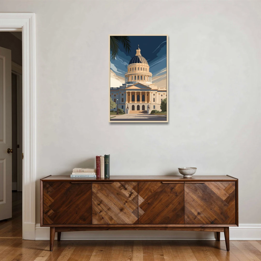 Sacramento Capitol Building - Oak Framed Canvas Wall Art - Coffee Table - 24x36