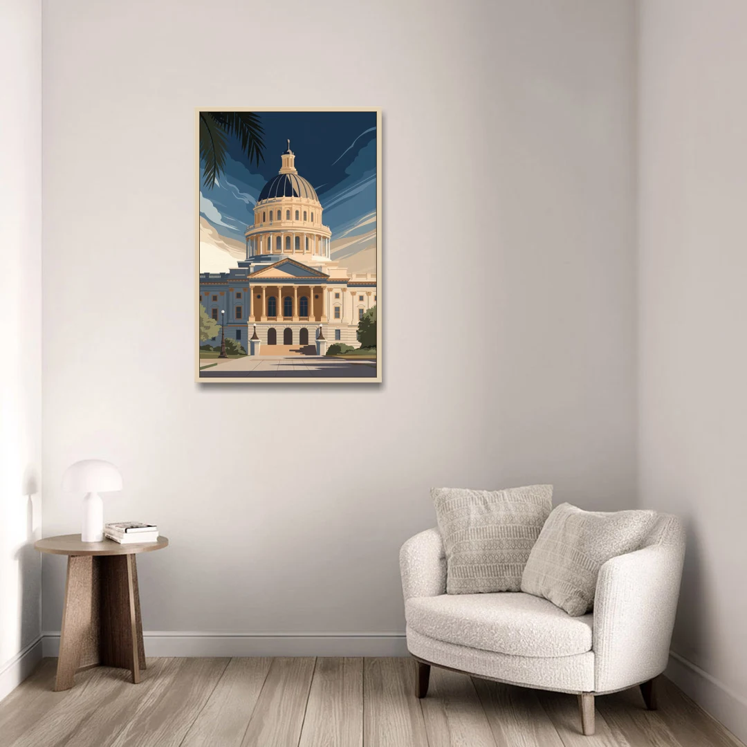 Sacramento Capitol Building - Oak Framed Canvas Wall Art - Sofa - 24x36