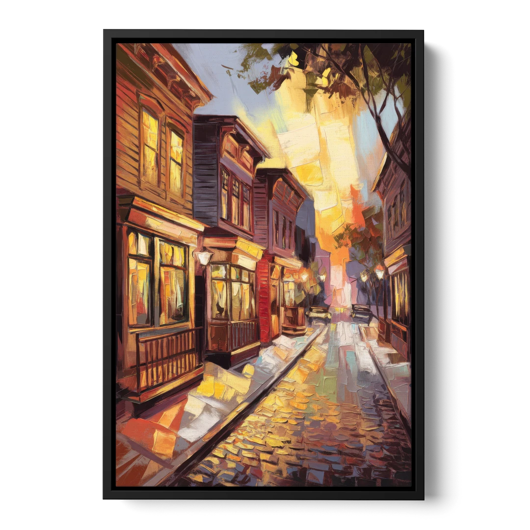 Sacramento Historic Old Town - Black Framed Canvas Wall Art - Front