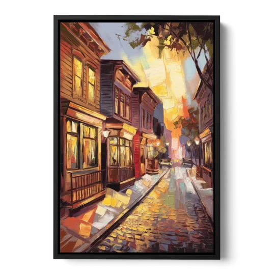 Sacramento Historic Old Town - Black Framed Canvas Wall Art - Front