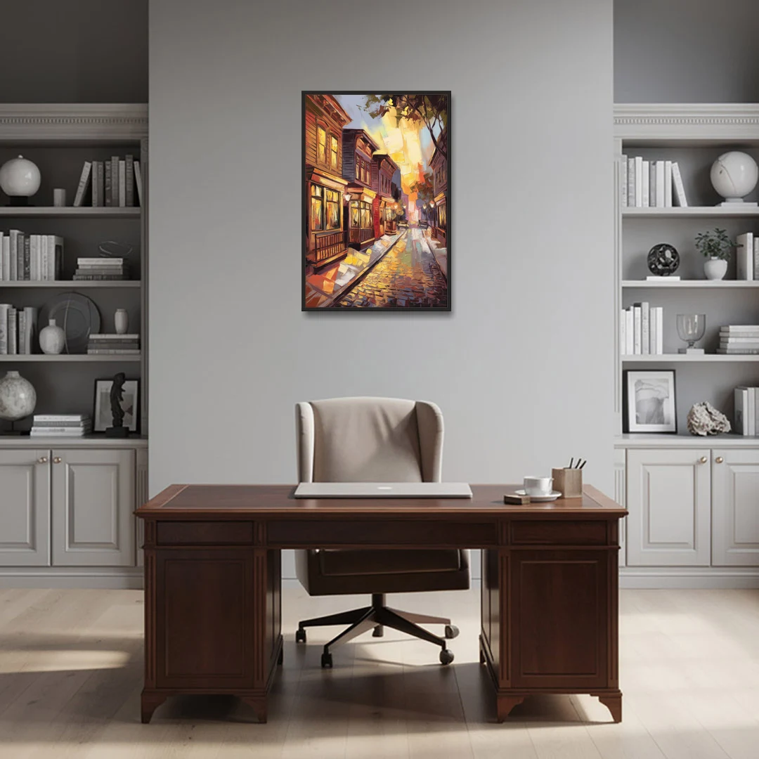 Sacramento Historic Old Town - Black Framed Canvas Wall Art - Office - 24x36