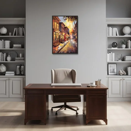 Sacramento Historic Old Town - Black Framed Canvas Wall Art - Office - 24x36