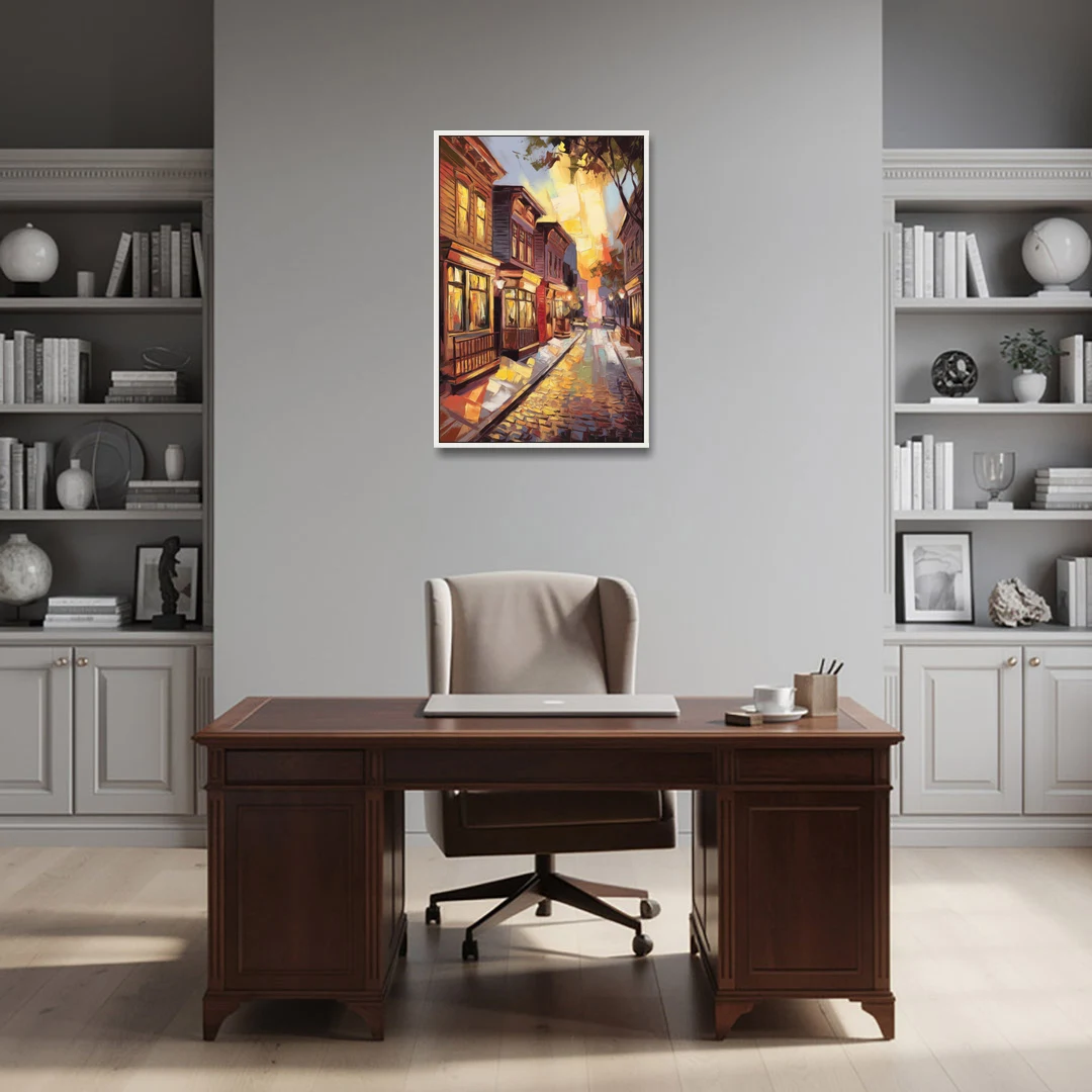 Sacramento Historic Old Town - White Framed Canvas Wall Art - Office - 24x36
