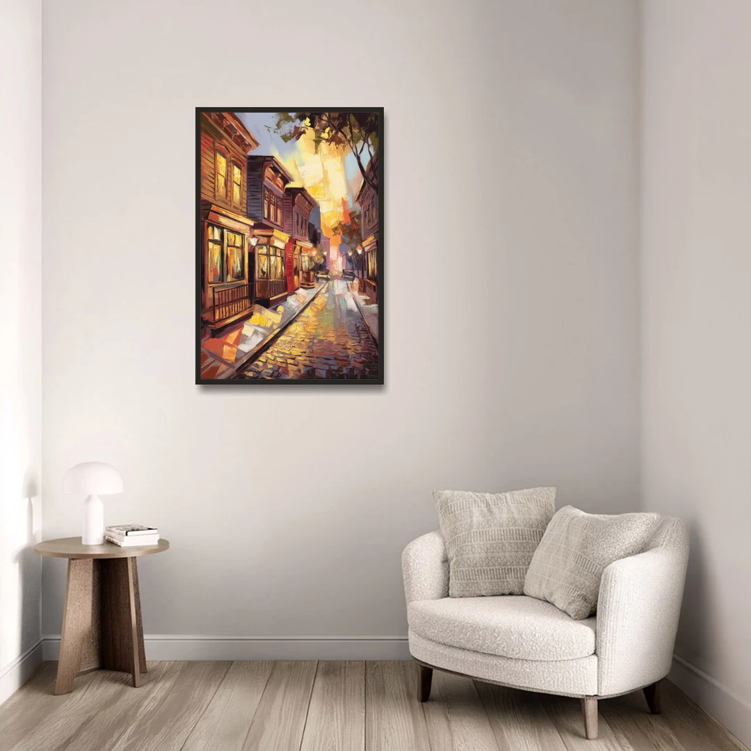 Sacramento Historic Old Town - Black Framed Canvas Wall Art - Sofa - 24x36