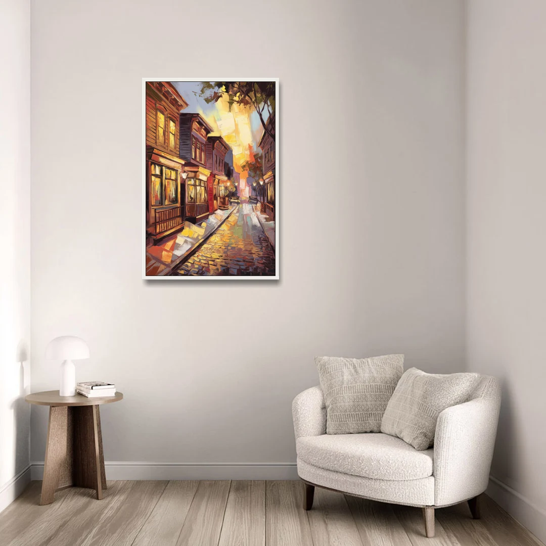 Sacramento Historic Old Town - White Framed Canvas Wall Art - Sofa - 24x36