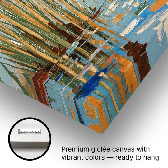 Sage and Ochre Reeds on Still Water - Canvas Wall Art - Gallery Wrap Corner