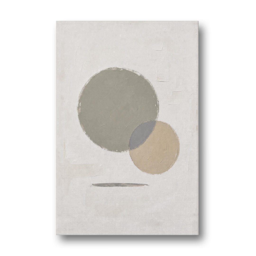 Sage Green Abstract Art with a Dry Grass Circle - Canvas Wall Art - Front