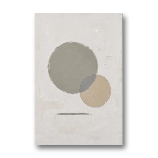 Sage Green Abstract Art with a Dry Grass Circle - Canvas Wall Art - Front
