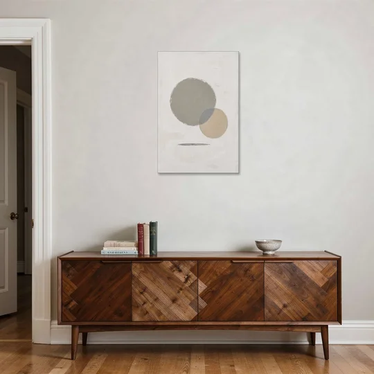 Sage Green Abstract Art with a Dry Grass Circle - Canvas Wall Art - Coffee Table - 24x36
