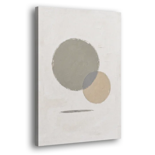 Sage Green Abstract Art with a Dry Grass Circle - Canvas Wall Art - Side