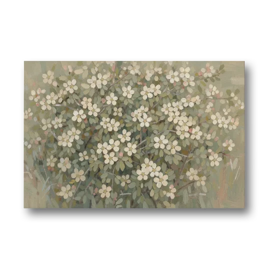 Sage Green Botanical Wall Art of Hedgerow Blossoms - Canvas Wall Art - Front