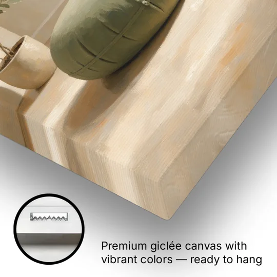 Sage Meditation Cushion with Rising Incense Smoke - Canvas Wall Art - Gallery Wrap Corner