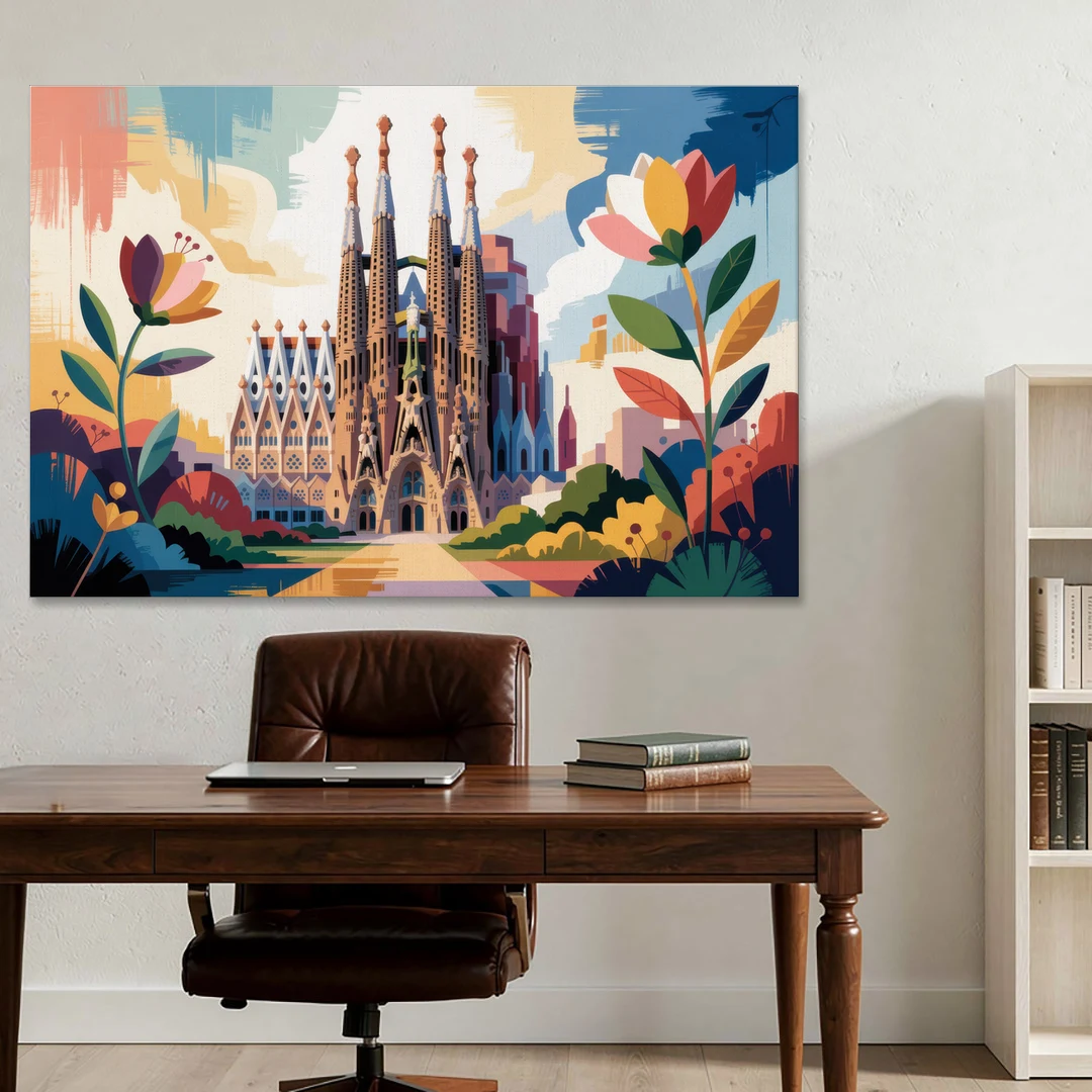 Sagrada Familia Splendor - Canvas Wall Art - Office - 60x40