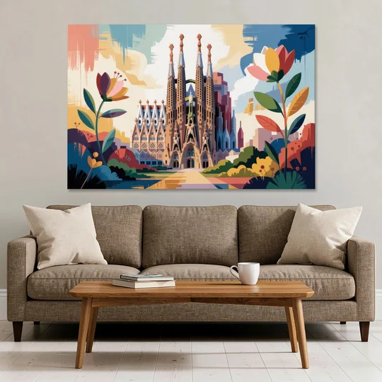 Sagrada Familia Splendor - Canvas Wall Art - Sofa - 60x40