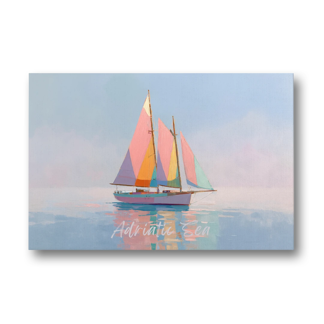 Sailboat Painting in Soft Pastels - Canvas Wall Art - Front