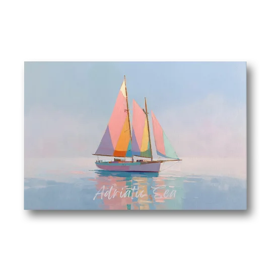 Sailboat Painting in Soft Pastels - Canvas Wall Art - Front