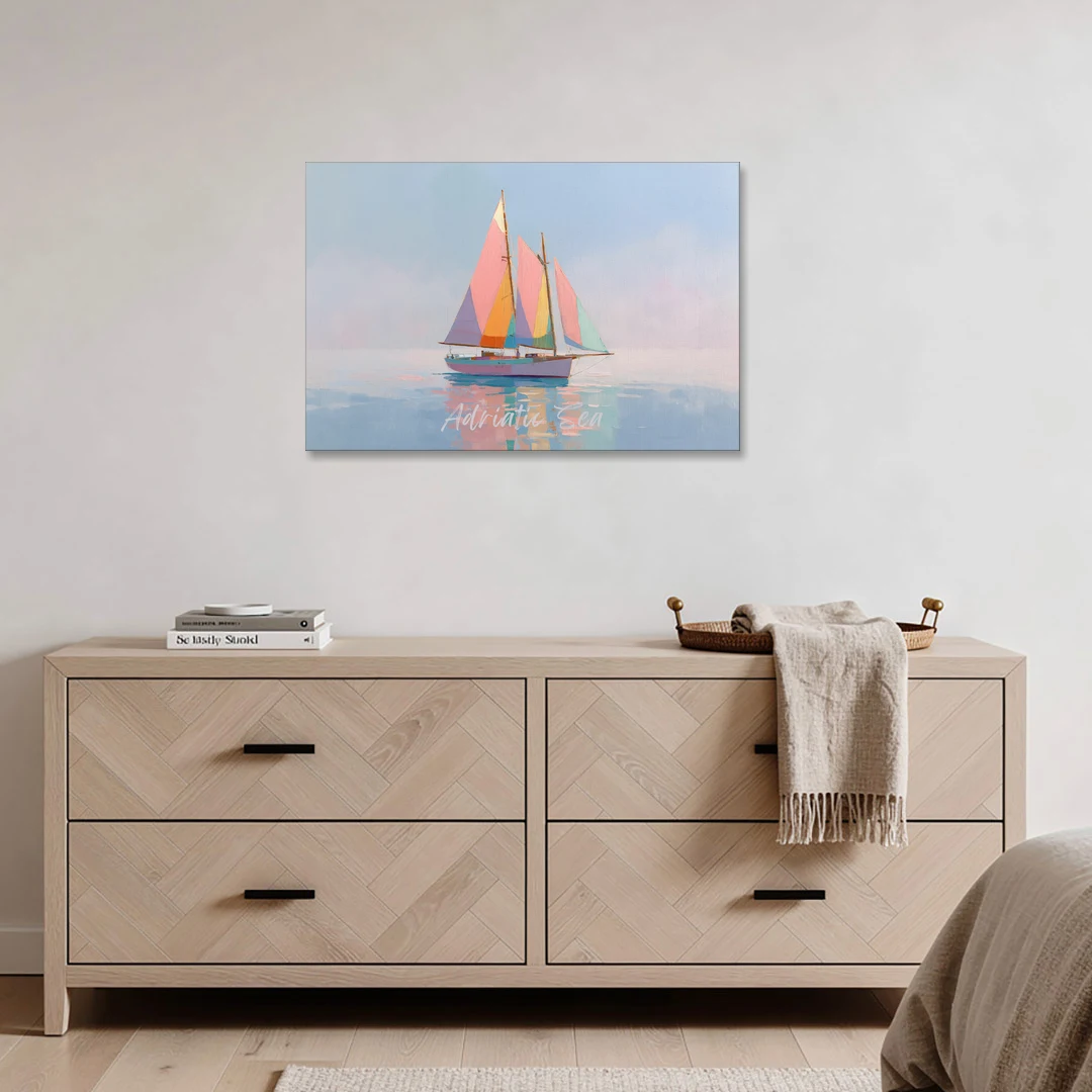 Sailboat Painting in Soft Pastels - Canvas Wall Art - Coffee Table - 36x24