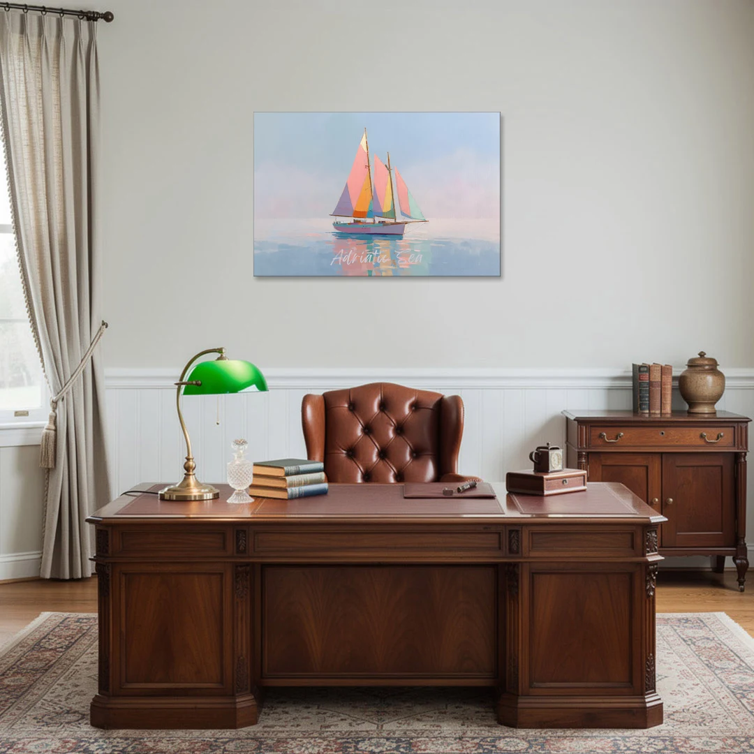 Sailboat Painting in Soft Pastels - Canvas Wall Art - Office - 36x24