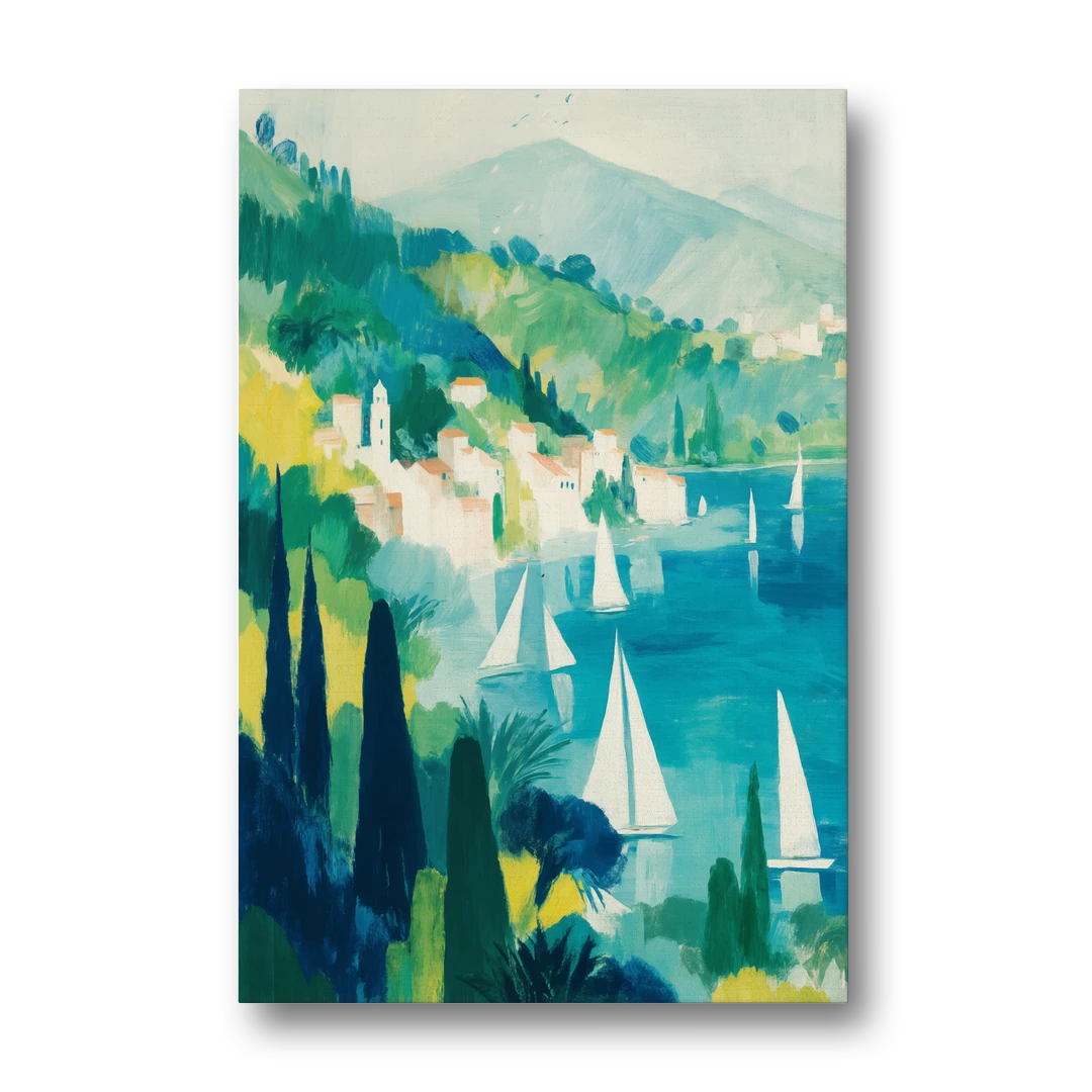 Sailboat Wall Art with Cypress Trees - Canvas Wall Art - Front