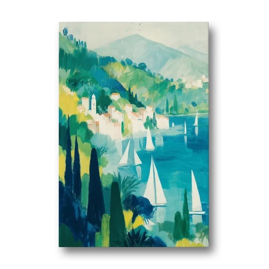Sailboat Wall Art with Cypress Trees - Canvas Wall Art - Front