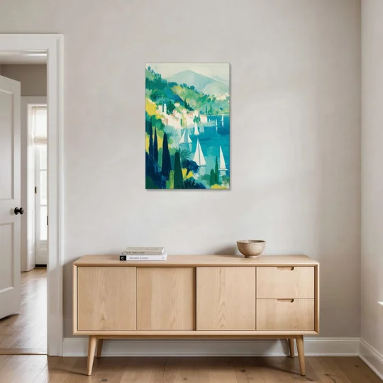 Sailboat Wall Art with Cypress Trees - Canvas Wall Art - Coffee Table - 24x36