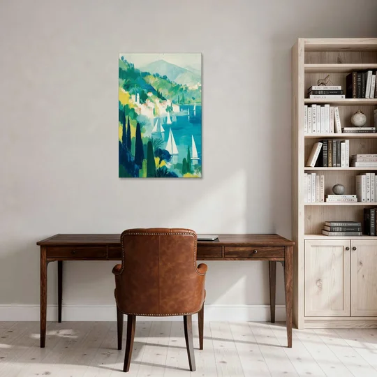 Sailboat Wall Art with Cypress Trees - Canvas Wall Art - Office - 24x36