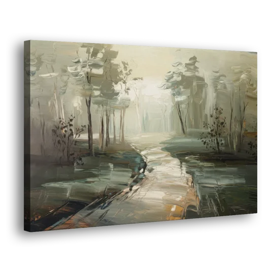 Salem Foggy Morning - Canvas Wall Art - Side