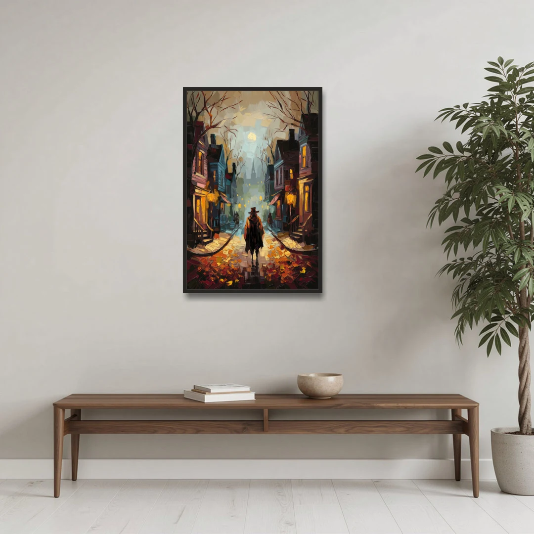 Salem Historic Downtown - Black Framed Canvas Wall Art - Coffee Table - 24x36