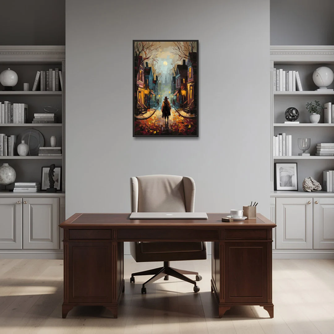 Salem Historic Downtown - Black Framed Canvas Wall Art - Office - 24x36