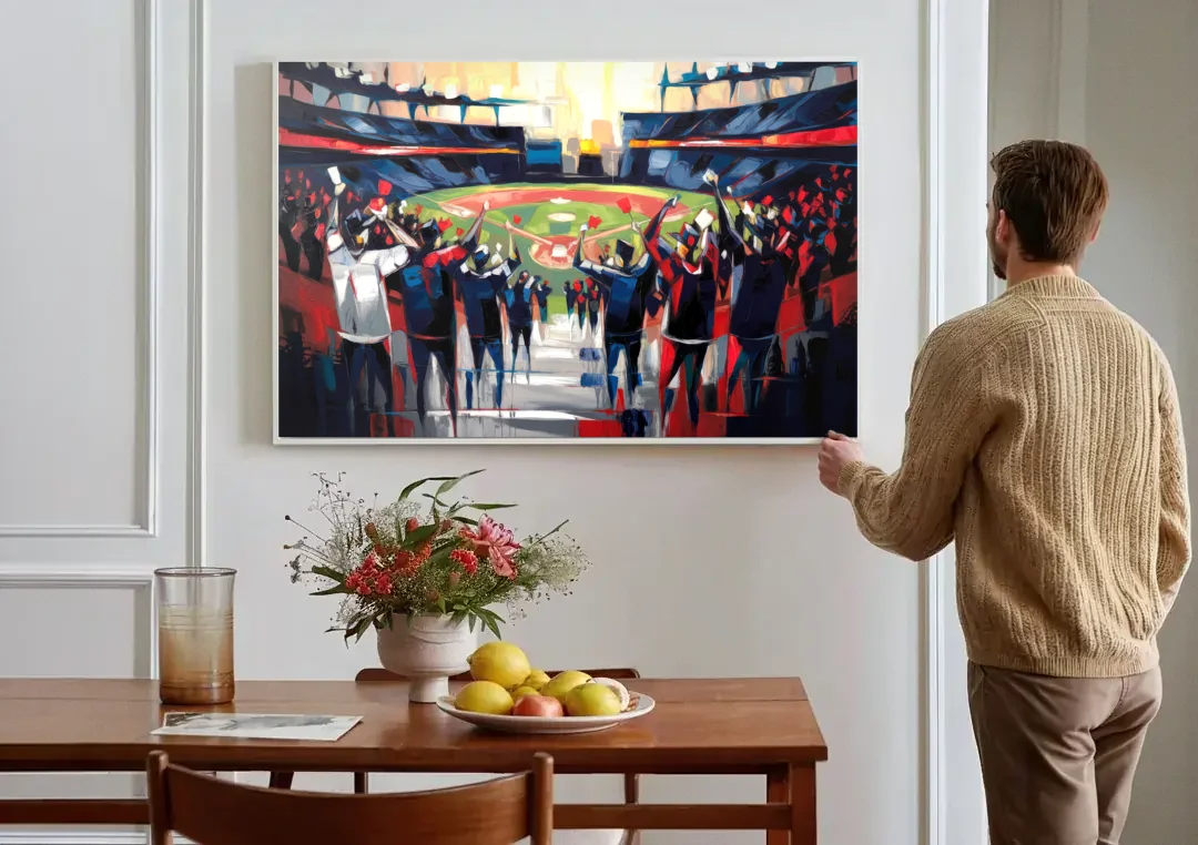 Salem Red Sox Fans canvas wall art above a dining table