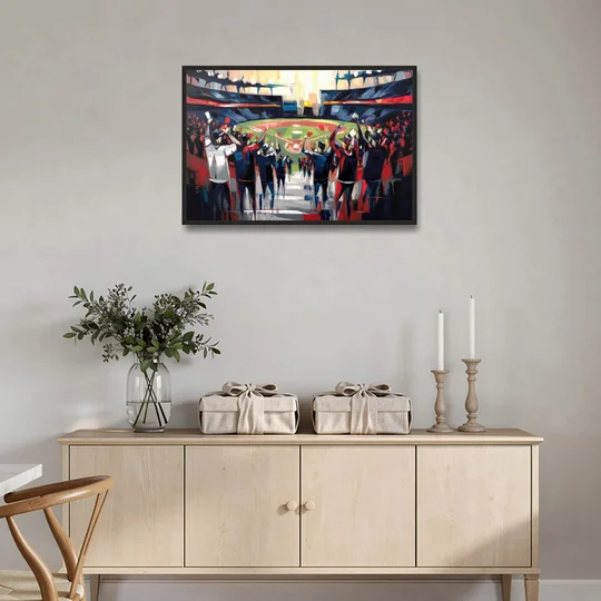 Salem Red Sox Fans - Black Framed Canvas Wall Art - Coffee Table - 36x24