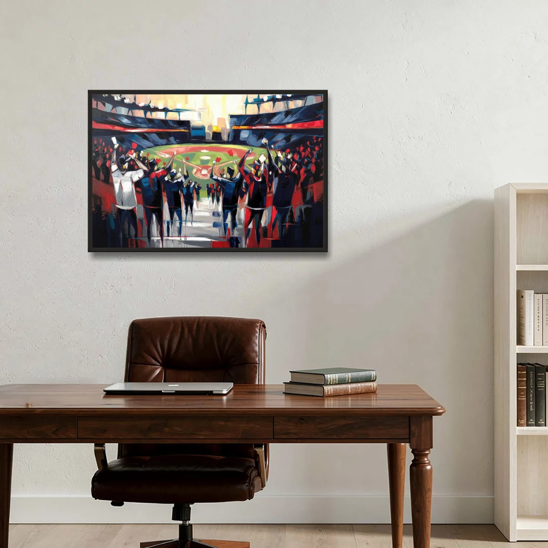 Salem Red Sox Fans - Black Framed Canvas Wall Art - Office - 36x24