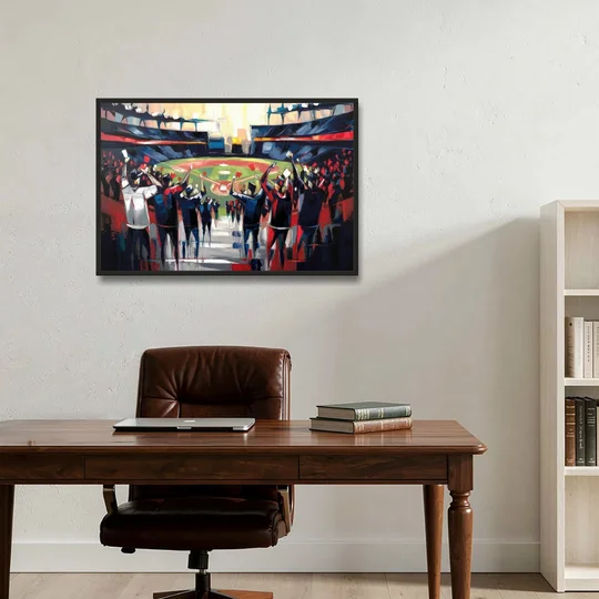 Salem Red Sox Fans - Black Framed Canvas Wall Art - Office - 36x24