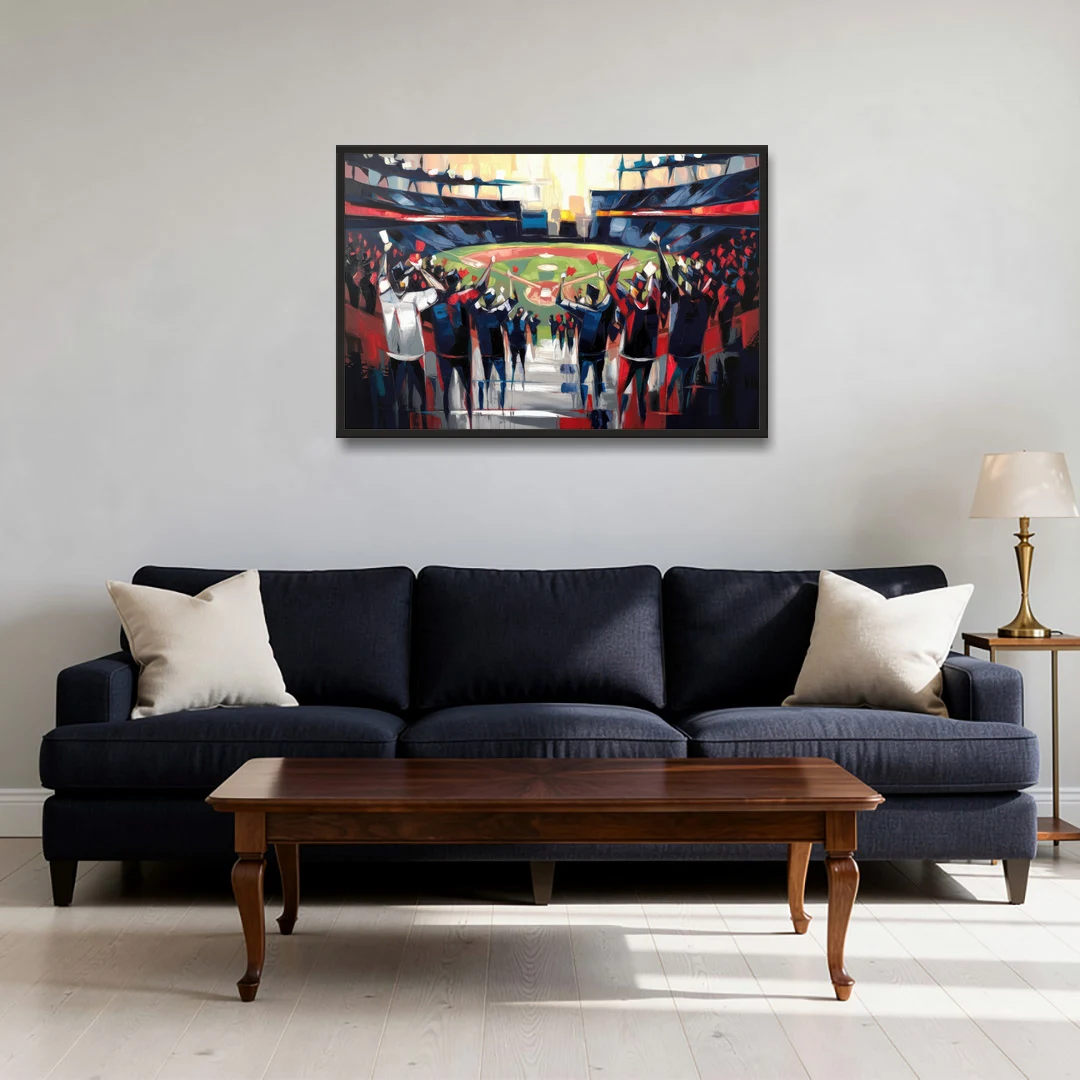 Salem Red Sox Fans - Black Framed Canvas Wall Art - Sofa - 36x24