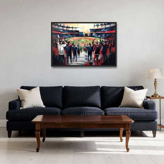 Salem Red Sox Fans - Black Framed Canvas Wall Art - Sofa - 36x24