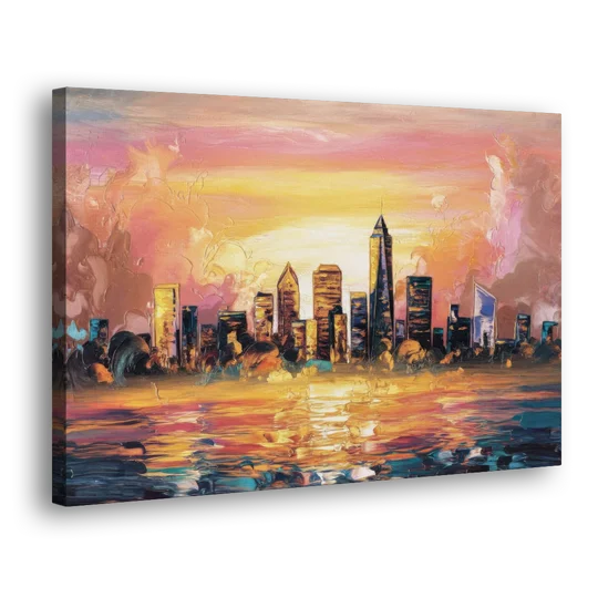 Salem Skyline Sunset - Canvas Wall Art - Side