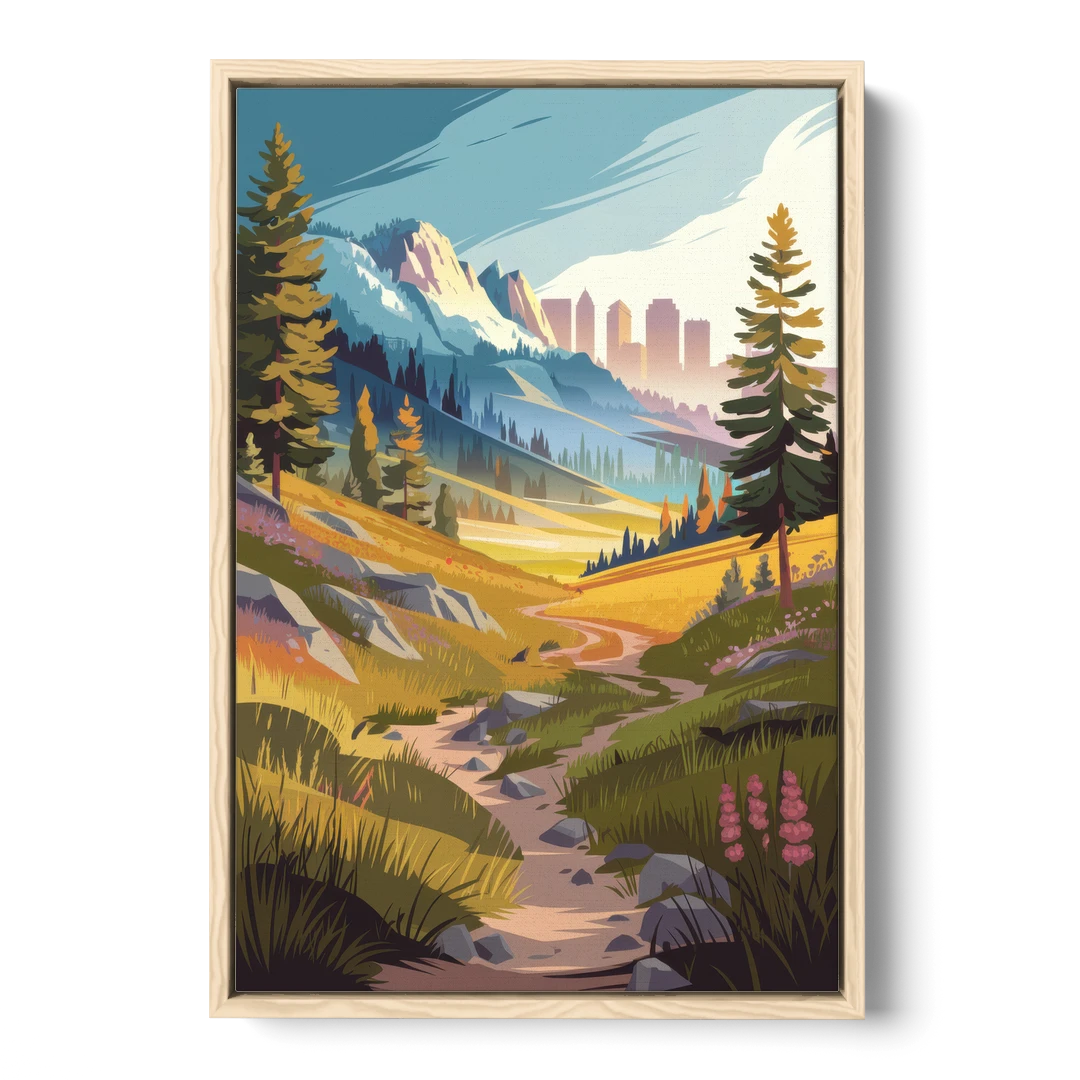 Salt Lake City Nature Trails - Oak Framed Canvas Wall Art - Front