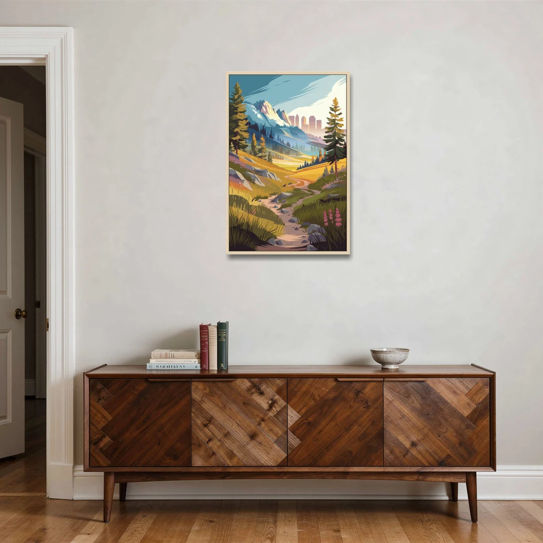 Salt Lake City Nature Trails - Oak Framed Canvas Wall Art - Coffee Table - 24x36