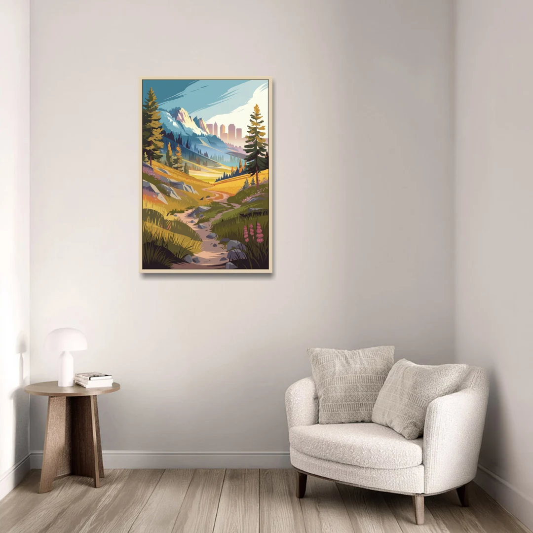 Salt Lake City Nature Trails - Oak Framed Canvas Wall Art - Sofa - 24x36