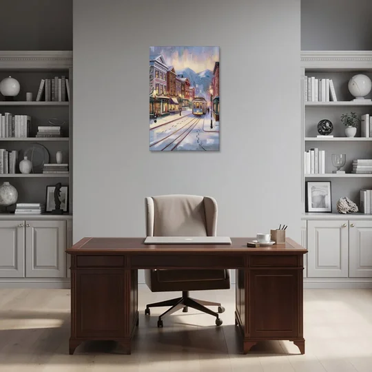 Salt Lake City Winter Scene - Canvas Wall Art - Office - 24x36