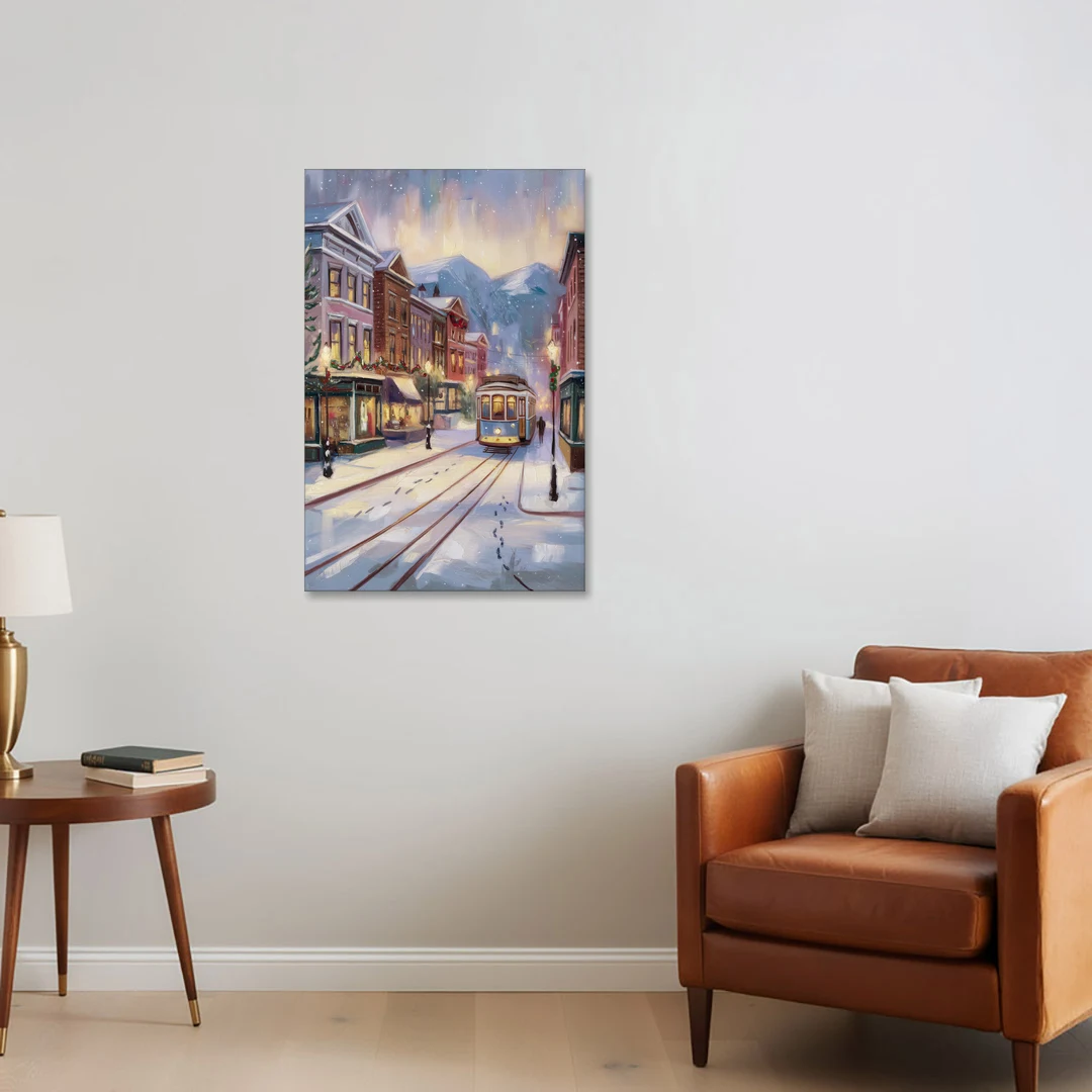 Salt Lake City Winter Scene - Canvas Wall Art - Sofa - 24x36