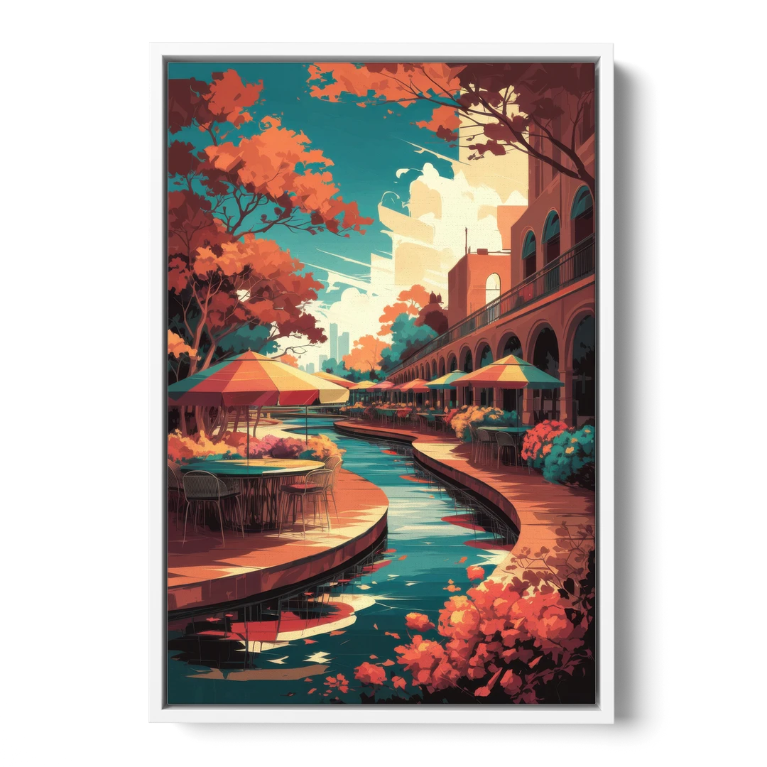 San Antonio Cultural Heritage - White Framed Canvas Wall Art - Front