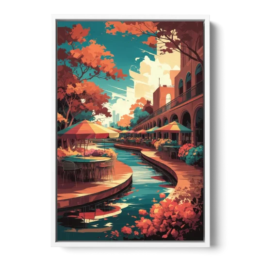 San Antonio Cultural Heritage - White Framed Canvas Wall Art - Front