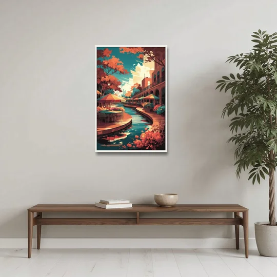 San Antonio Cultural Heritage - White Framed Canvas Wall Art - Coffee Table - 24x36