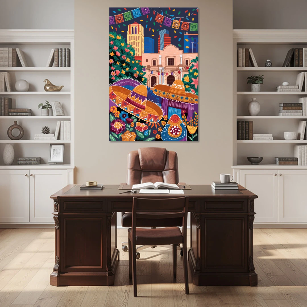 San Antonio Fiesta Colors - Canvas Wall Art - Office - 40x60